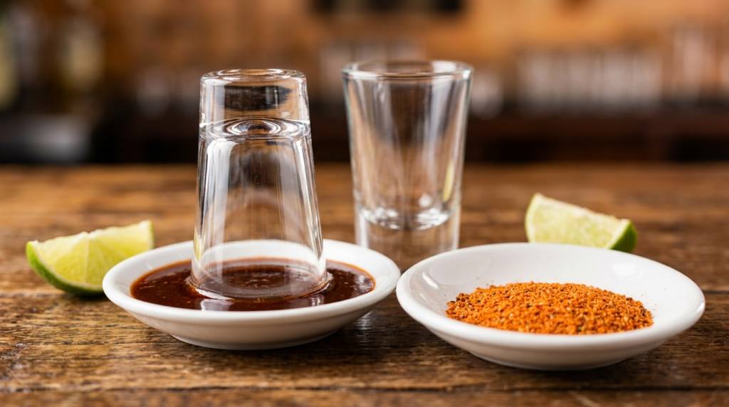 Homemade mexican candy shots served on a party table